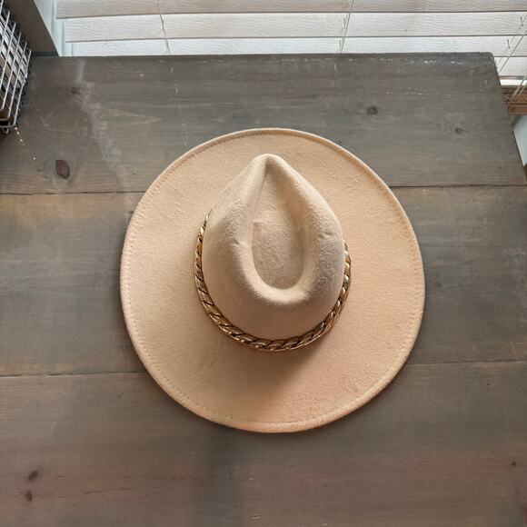 Cream Chain Link Strap Western Fashion Hat - Picture 4 of 9